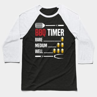 funy vintage bbq timer with beer timer for grilling meat beef pork and brisket for grill master Baseball T-Shirt